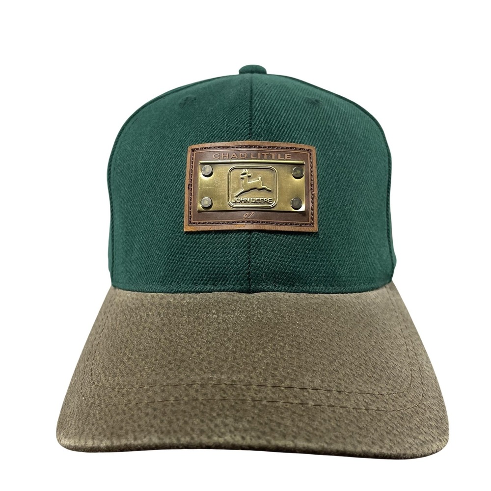 Vintage John Deere Chad Little Hat Roush Racing NASCAR Green Brown Strap Back